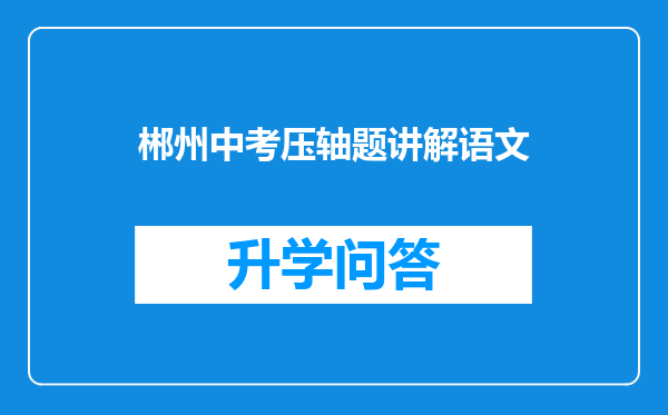 郴州中考压轴题讲解语文
