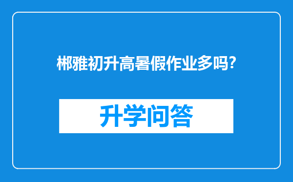 郴雅初升高暑假作业多吗？