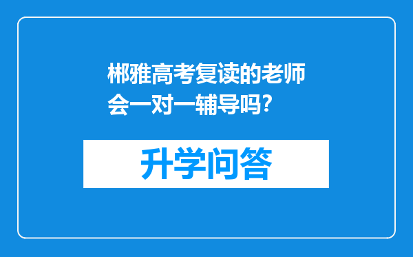 郴雅高考复读的老师会一对一辅导吗？